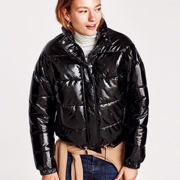 ZARA VINYL PUFFER JACKET - SIZE SMALL - Picture 1 of 7